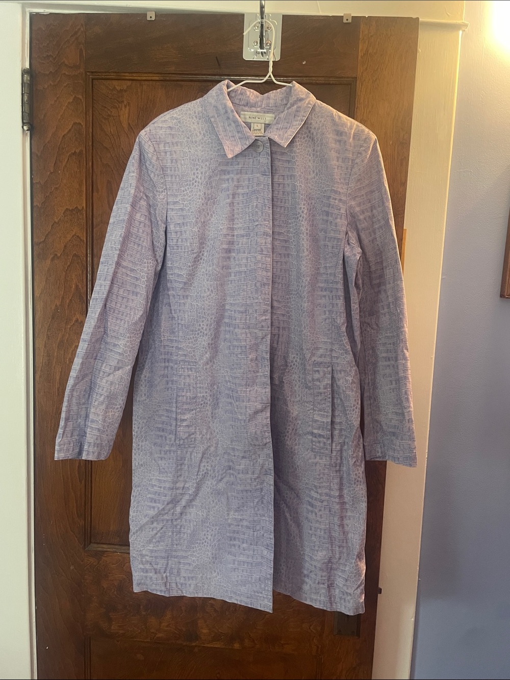 Nine West Lavender Textured Button-Down Coat